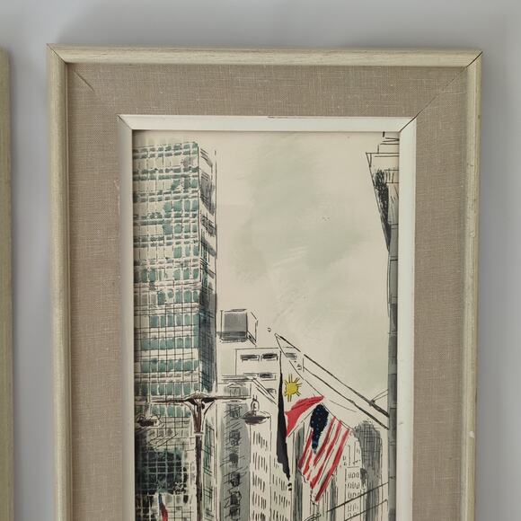 JOHN HAYMSON N.Y. STOCK EXCHANGE NEW YORK VINTAGE 50S MID CENTURY LITHOGRAPH - Picture 15 of 16